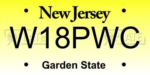 W18PWC New Jersey License Plate