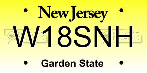 W18SNH New Jersey License Plate