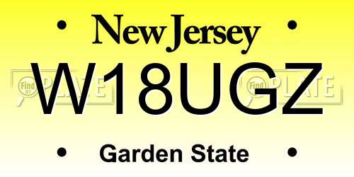 W18UGZ New Jersey License Plate