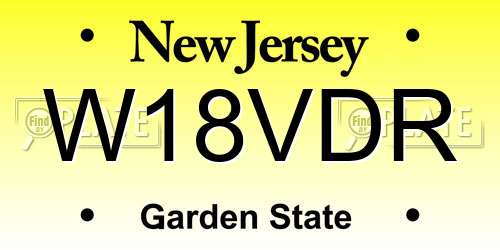 W18VDR New Jersey License Plate