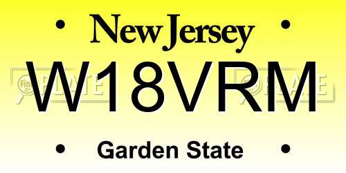 W18VRM New Jersey License Plate