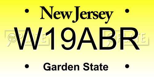 W19ABR New Jersey License Plate