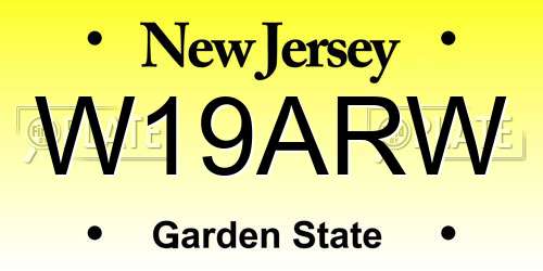 W19ARW New Jersey License Plate