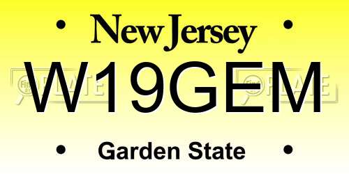 W19GEM New Jersey License Plate