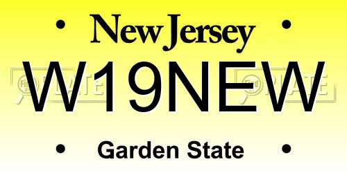 W19NEW New Jersey License Plate