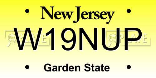 W19NUP New Jersey License Plate
