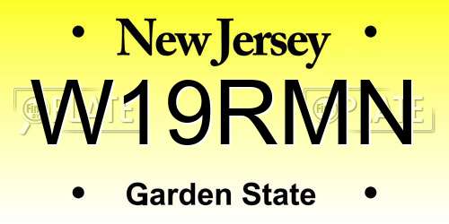 W19RMN New Jersey License Plate
