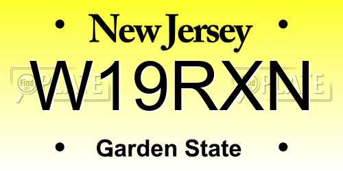 W19RXN New Jersey License Plate