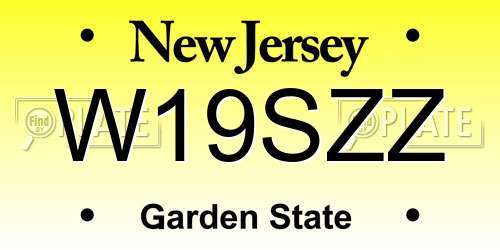 W19SZZ New Jersey License Plate