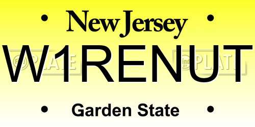 W1RENUT New Jersey License Plate