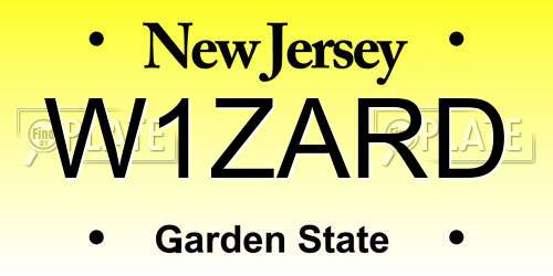 W1ZARD New Jersey License Plate