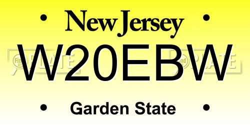 W20EBW New Jersey License Plate