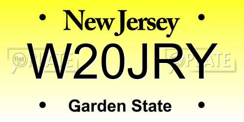 W20JRY New Jersey License Plate