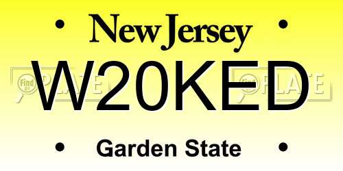 W20KED New Jersey License Plate
