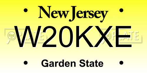W20KXE New Jersey License Plate
