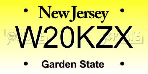 W20KZX New Jersey License Plate