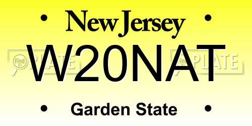 W20NAT New Jersey License Plate