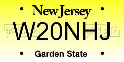W20NHJ New Jersey License Plate