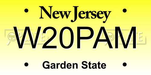 W20PAM New Jersey License Plate