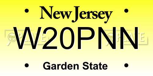 W20PNN New Jersey License Plate