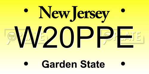 W20PPE New Jersey License Plate