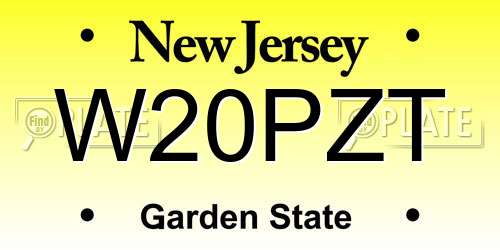 W20PZT New Jersey License Plate
