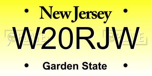W20RJW New Jersey License Plate