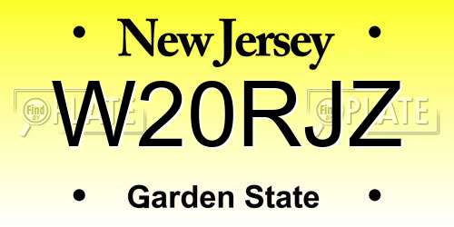 W20RJZ New Jersey License Plate