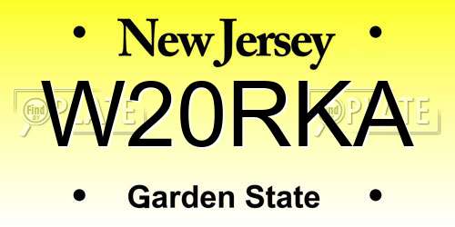 W20RKA New Jersey License Plate