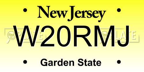 W20RMJ New Jersey License Plate