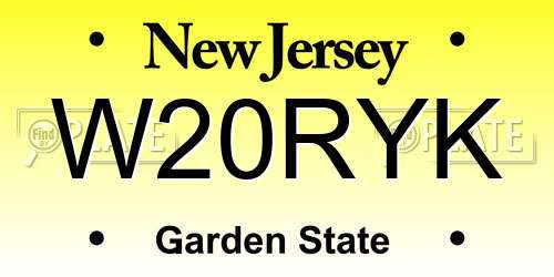 W20RYK New Jersey License Plate