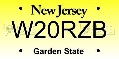 W20RZB New Jersey License Plate