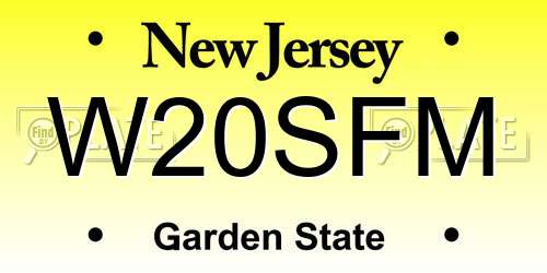 W20SFM New Jersey License Plate