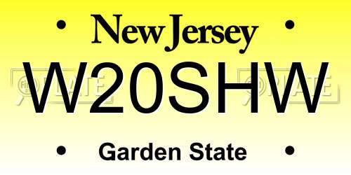 W20SHW New Jersey License Plate