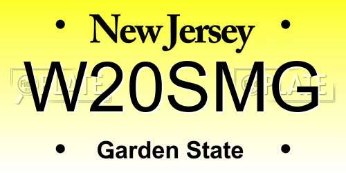 W20SMG New Jersey License Plate