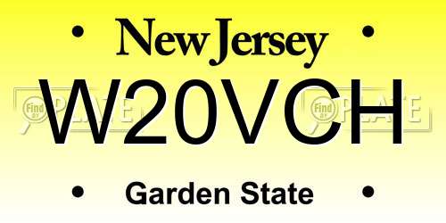W20VCH New Jersey License Plate