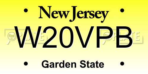 W20VPB New Jersey License Plate