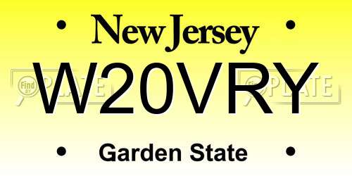W20VRY New Jersey License Plate