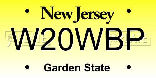 W20WBP New Jersey License Plate
