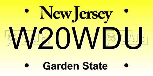 W20WDU New Jersey License Plate