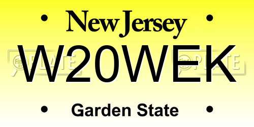 W20WEK New Jersey License Plate