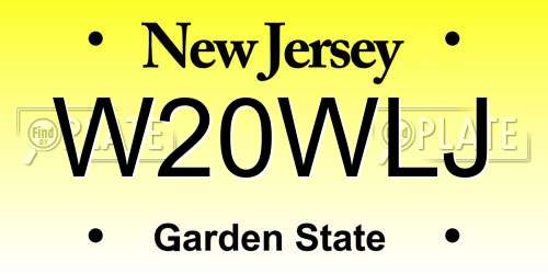 W20WLJ New Jersey License Plate