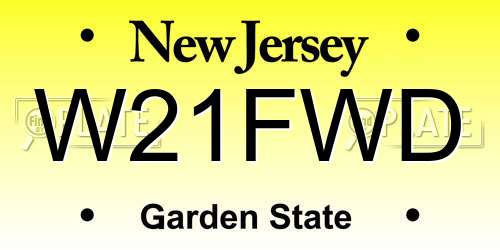 W21FWD New Jersey License Plate
