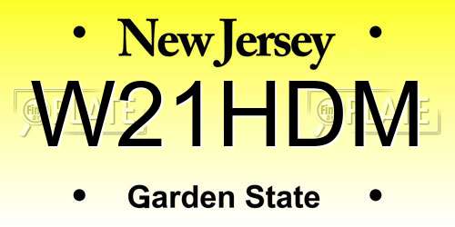 W21HDM New Jersey License Plate