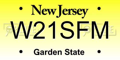 W21SFM New Jersey License Plate