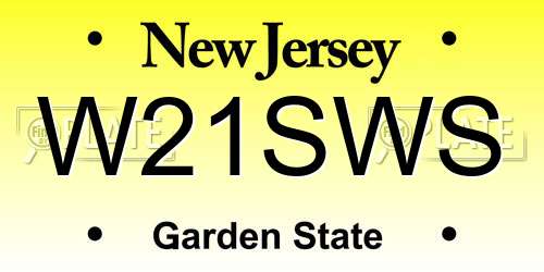 W21SWS New Jersey License Plate