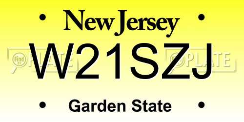 W21SZJ New Jersey License Plate