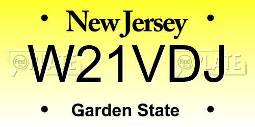 W21VDJ New Jersey License Plate