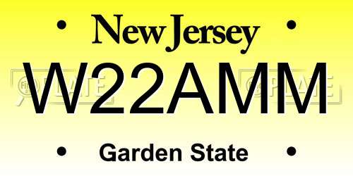 W22AMM New Jersey License Plate