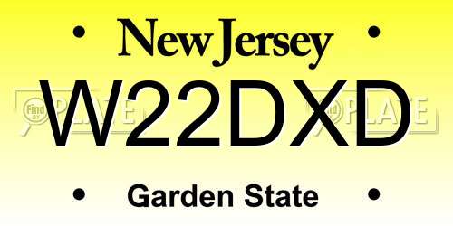 W22DXD New Jersey License Plate